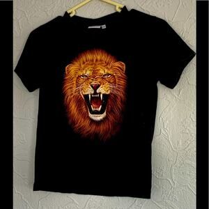 VINTAGE YOUTH ROCK EAGLE NATURE LION PRINT FRONT & BACK SIZE MEDIUM (8-10) CLEAN